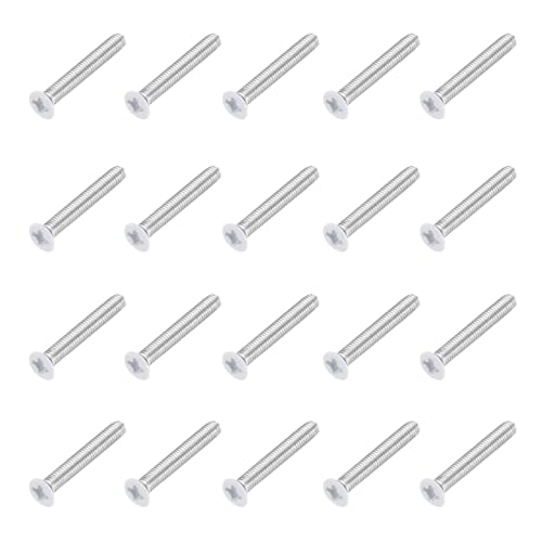 Image of sourcing map M3 x 20mm Flat Countersunk Head Machine Screws 304 Stainless Steel Full Thread Phillips Drive Cross Screw for Furniture Connection Electrical Appliances (White, Pack of 20)