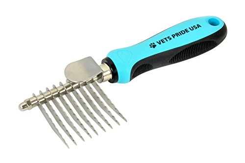 Vets Pride USA Dematting Comb for Dogs and Cats - Stainless Steel Tool for Tangles, Knots, and Matted Hair - Reversible…