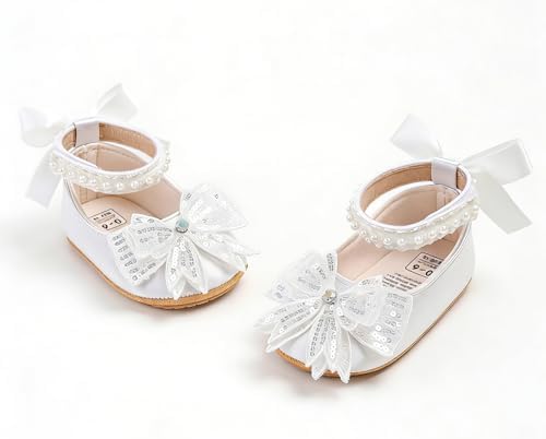 Baby Princess Shoes Mary Jane Infant First Walkers Shoes with Bow & Pearl — view 8