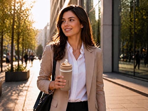 Image of Kitchivo Multipurpose Insulated Travel Mug - 350ml | Double Wall Stainless Steel Flask for Coffee, Tea & Milk | 100% Leak-Proof | Keeps Hot & Cold for Hours | Car Friendly (Coffee)