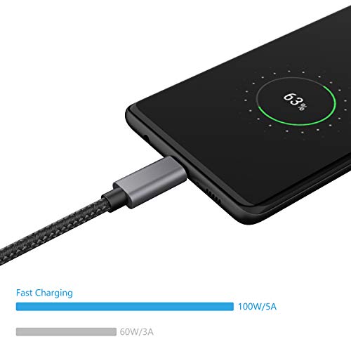 nonda USB-C to USB-C 100W Cable, USB C Braided Nylon Cord Fast Charging Cable Compatible with MacBook Pro 2020/2019, iPad Pro 2020/2019, Samsung Galaxy S21, Dell XPS 13/15 and Type-C Laptops