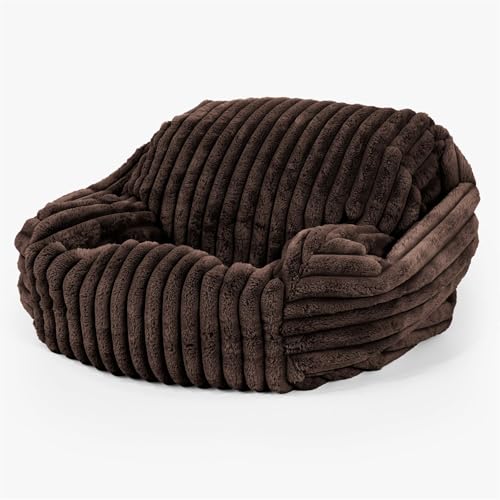 Lounge Pug Sabine Jumbo Ribbed Corduroy Bean Bag Armchair - Ultra Plush Cord Sable - Loveseat Snuggle Chair Living Room Beanbags