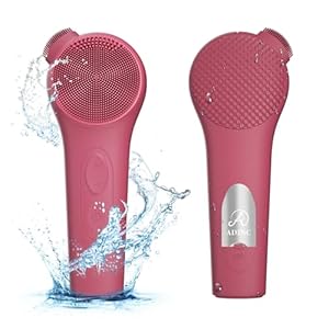 Silicone Face Scrubber, Waterproof Rechargeable Facial Cleansing Brush, 5 Cleansing Modes with Nose Brush for Women & Men Electric Facial Tool for Deep Cleaning Exfoliating, Massaging Berry