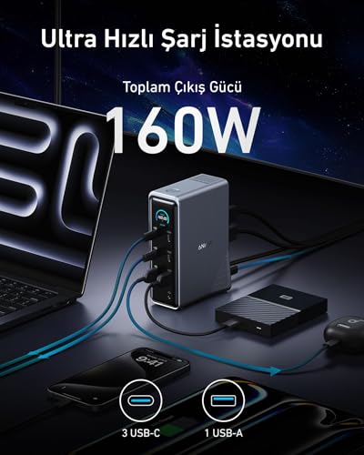 Image of Anker Prime Docking Station 160W, 14-Port with 160W Max Output, 10Gbps Fast Data Transfer, Real-Time Smart Interface, Audio and Ethernet Ports, Dual 4K Displays for Dell, MacBook, and More