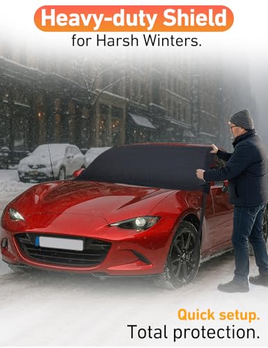 Image of EcoNour Car Snow Cover Compatible for Mazda MX-5 | Windshield Cover for Ice and Snow with S-Hook Straps | Heavy-Duty 600D Oxford Winter Car Cover, Waterproof & Anti-Slip