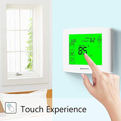 7 Days Programmable Touch Screen Thermostat For Home, With Large Digital Display, Easy To Read, Dual Powered,3 Heat 2 Cool,Saswell Sas6000Utk-7. #TOP1