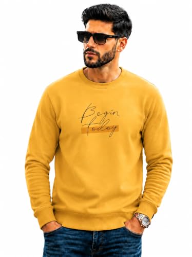 Image of Mack Jonney Men's Printed Fleece Sweatshirt|Full Sleeve Round Neck Winter Sweatshirt for Casual Wear|Travel|Gym & Everyday Style-mj-62
