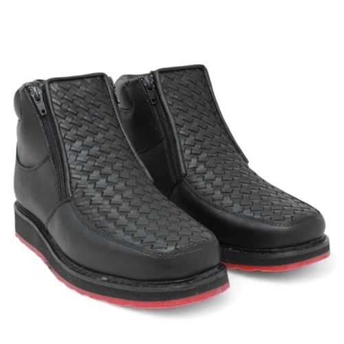 Men’s Genuine Petatillo Square Toe Double Density Double Zipper Cowboy Western Boots - Red Sole