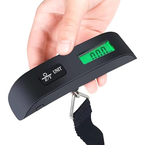 Digital Suitcase Scale, Portable Luggage Weighing Scale, 50KG Capacity, Compact Traveller Hanging Scale, Temperature Sensor and Battery Included, Black Digital Suitcase Scale, Portable Luggage Weighing Scale, 50KG Capacity, Compact Traveller Hanging Scale, Temperature Sensor and Battery Included, Black