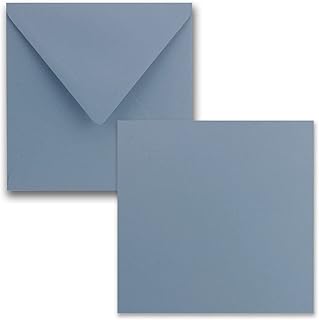 FarbenFroh by GUSTAV NEUSER - Juego de tarjetas individuales cuadradas de 15 x 15 cm, con sobres, papel de estraza, 50 unidades, para tarjetas de felicitación y más, color azul grisáceo