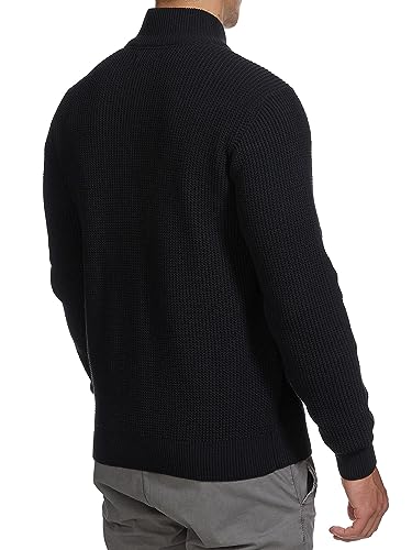 Indicode Herren INLayton Strickjacke mit Stehkragen und Reißverschluss | Cardigan Feinstrickjacke für Männer Black, XXL