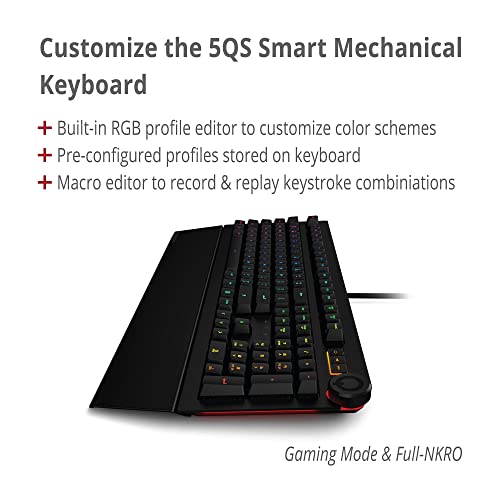 Das Keyboard 5QS Smart RGB Programmable Mechanical Keyboard for Work & Gaming, Soft Tactile Mechanical Switches, Built-in RGB Profiles, Palm Rest, Volume Knob, Aluminum Top (104 Keys, Black) - Image 4