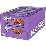 Milka Choco Wafer, Galleta Barquillo con Relleno de Cacao y Cubierto de Chocolate con Leche de los Alpes, 14 Paquetes de 150 g