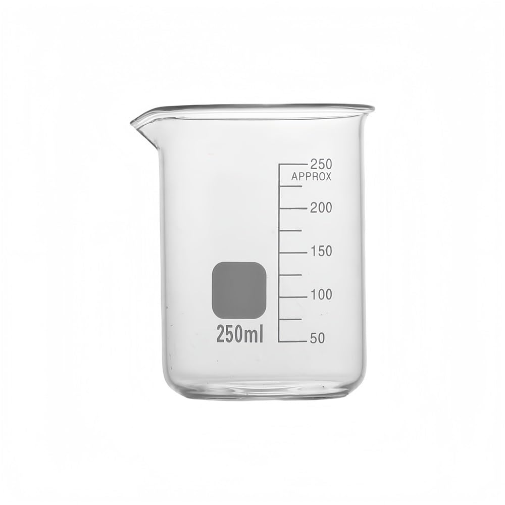 2 miarki ze szkła borokrzemianowego – przezroczyste zlewki laboratoryjne z podziałką do kuchni i pieczenia(250ML)