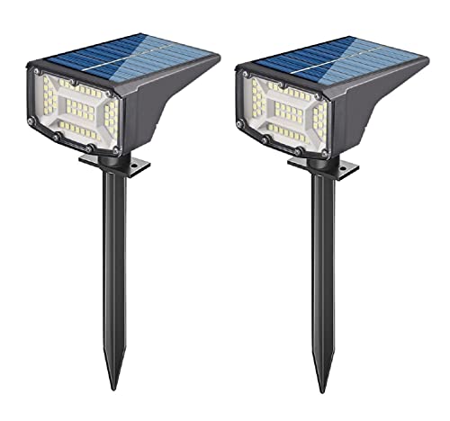 highsam Spot Solaire Extérieur, 50 LED Lampe Solaire Etanche IP65, Projecteur Solaire Réglable avec 2 Modes d'Éclairage, Lumière pour Jardin, Cour, Allée, Chemin (2 Pack) Cover