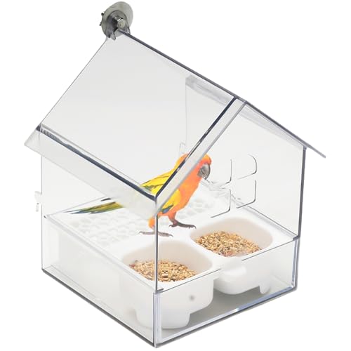 Mangeoire pour oiseau suspendu blanc avec double baignoire externe