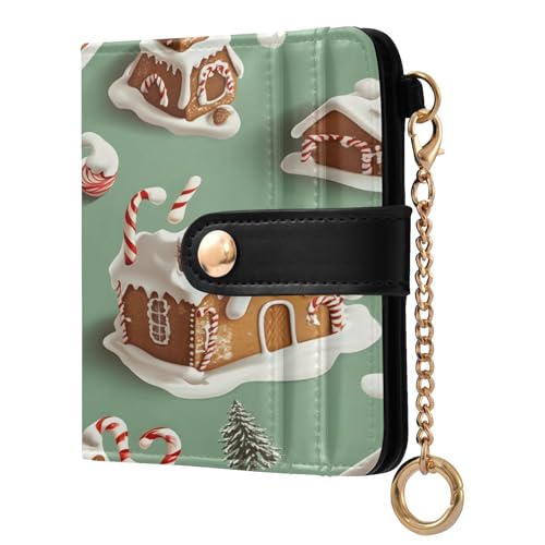 SKYSHU Women's Wallet - RFID Blocking Keychain Wallet with Magnetic Snap for Ladies Girls, PU Leather Bifold Compact Card Holder with ID Window & Zip Coin Pocket, Travel Slim Cash Purse