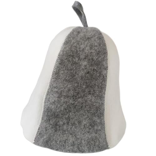 Cuffia da bagno per sauna, comoda cuffia da doccia | Comodo cappello da sauna in feltro isolante termico per donne e uomini, accessori per bagno turco e doccia, Grigio + bianco