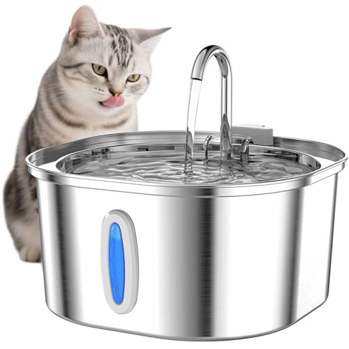 PEKTACO Katzenbrunnen aus Edelstahl für Innen – 3.2L Automatischer Trinkbrunnen mit Wasserstandsfenster, Leise, Wasserspender Hund PEKTACO Katzenbrunnen aus Edelstahl für Innen – 3.2L Automatischer Trinkbrunnen mit Wasserstandsfenster, Leise, Wasserspender Hund