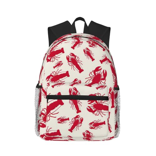 Sac à dos homard rouge noir polyvalent et décontracté taille unique pour adulte et enfant