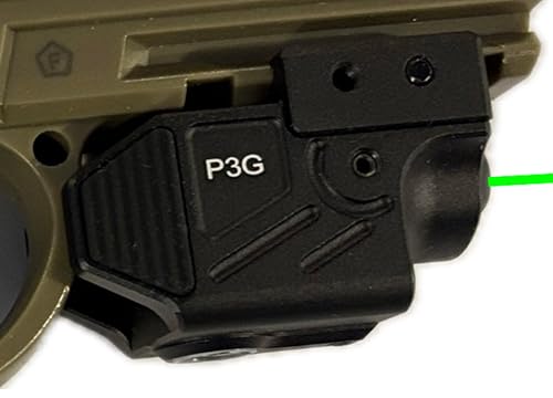HiLight P3G Green Laser Beam for Compact Pistol, Shockproof Compatible Portable, Military Grade Aluminum Ultra Low Profile Green Dot Sight for Glock Pistol Handgun Rifle, Class IIIA <5mW - HiLight