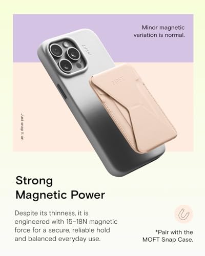Image of MOFT Magnetic Wallet Stand Compatible with iPhone 17 /16 /15 /14 /13 /12 Series, Angle Adjustment & Magsafe Compatible MOVAS Phone Stand,Peach Pink