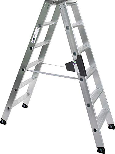 Preisvergleich Produktbild Günzburger Steigtechnik Aluminium-Stufen-Stehleiter 2x5 Stufen, beidseitig begehbar