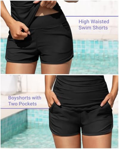 Women Tankini Swimsuit with Shorts - Two Piece Tummy Control Bathing Suit Twist Knot Swimwear 2025 with Pockets3