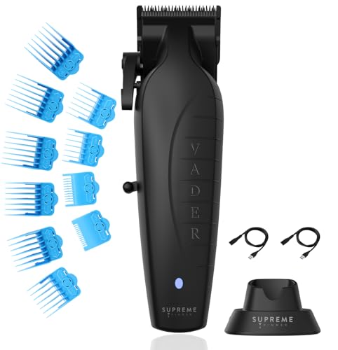Supreme Trimmer Vader Clipper with DLC Taper Blade STC5098 | 210 Min Run Time 7500 RPM Hair Trimmer | Professional Brushless Motor Barber Clipper | Black