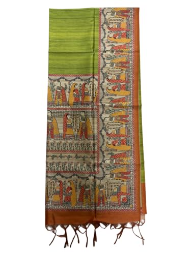 Image of Sanavi's Saree Kuthir Pure Handloom Tussar Ghicha Madhubani Printed Silk Saree with Blouse Piece inside