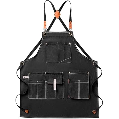 GREBSTK Work Apron Cross Back Adjustable Canvas Tool Apron for Woodworking, Gardening, Cooking Cover