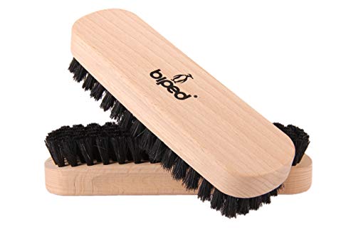 biped Conjunto de 2 piezas – Cepillos de madera de haya para los zapatos con crines naturales – para la limpieza o el bruñido z2345 (2 x oscuro)