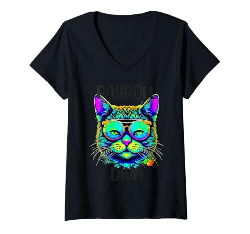 Women's Payroll Diva Human Resources Finance Funny Timesheet V-Neck T-Shirt