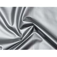 Metallic Silver Vinyl PVC Fabric by the Yard, 56-Inch Wide, 2-Way Stretch with Soft Polyester Backing for Cosplay and Costumes