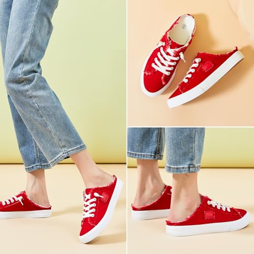 BENPAO Women's Slip on Sneakers Canvas Slip ons Shoes Fashion Comfortable Mules Womens Non Slip Loafers Casual Backless Shoes4