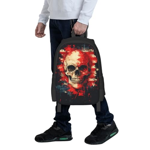 Image of Floral Skull Print Backpack For Men Women Lightweight Daypack For Daily Commutes Business Travel Hiking