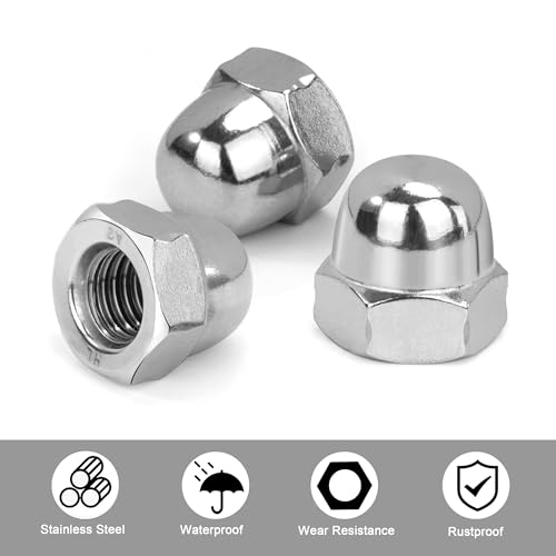 Miniatura 2 de Qimei-Shop Tuercas Ciegas Hexagonales M10 Tuercas De Sombrerete De Acero Inoxidable Tuerca Bellota Para Tornillos Pernos Roscados Varillas Roscadas Según Din 1587 10 Piezas