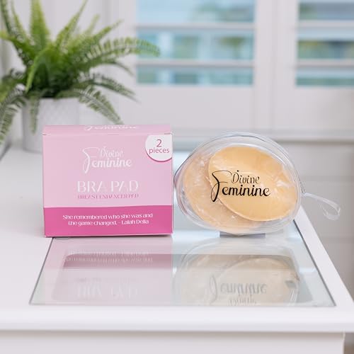 Divine Feminine Ultra Silicone Push Up Bra Inserts – Reusable Double-Sided Adhesive Pads for Lift, Cleavage & Volume – Invisible Bra Pads for Swimsuits, Sports Bras & Dresses Beige3