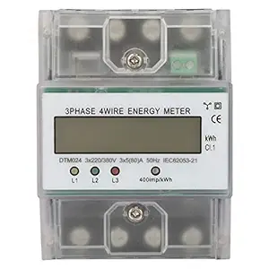 Generic Digital Power Meter 3 Phase Electric Energy Meter 4 Wire DTM024 LCD 5-80A Energy Meter DIN Rail Electricity Power'