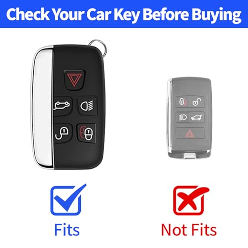 Kespevn for Land Rover Key Fob Cover 5 Button Soft TPU with Keychain Full Protection Key Case Fits for Range Rover Evouge Sport Velar Discovery LR2 LR4, for Jaguar XE XF XJ XJL Accessories, A Black by Kespevn - Image 2