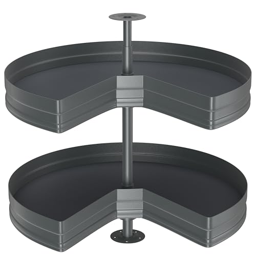 JOWBOOW 32" Kidney Lazy Susan for Cabinet, 270° Height Adjustable Replacement Shelves for Kitchen Corner Cabinet(Cannot be Door-Mounted) by JOWBOOW - Used condition - US$251.64