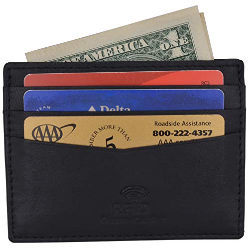 Men's RFID Blocking Slim Thin Soft Genuine Leather Credit Card Case Holder Wallet