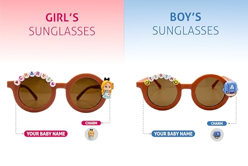 Image of PLAS ART STUDIO Customised round sunglasses Kids Sunglasses Get Kids Name on Frame For Girls & Boys. (Recommended Age 2+)