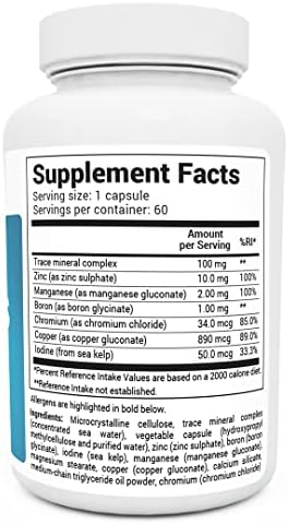 Dr. Berg's Trace Minerals Enhanced Complex - Complete with 70+ Nutrient-Dense Health Mineral - 100% Natural Ingredients - Dietary Supplements - 60 Capsules