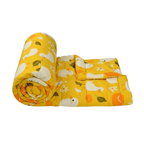 Image of FRESH FROM LOOM Rotary Printed Micro Fiber Comforter | Dohar | Quit | Single Bed | Double Weaved | Washable | Hypoallergenic Skin Friendly (Yellow-Duck | 60x90 Inches, Single Bed)