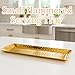 Celmuron Hammered Rectangular Platter Serving Tray, Gold Stainless Steel Decorative Storage Tray, 9.8 x 4.3 Inch