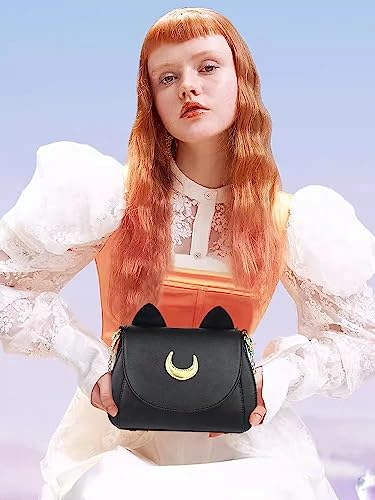 Moon Sailor Luna Bag Damen Mode Frauen Gothic Handtasche Messenger Crossbody Geldbörse Cosplay Umhängetasch Schwarz