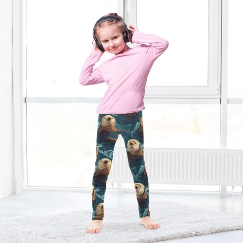 Girls Leggings Ocean Sea Otters Soft Toddler Leggings for Girls Kids Pants Size 4T-10T4