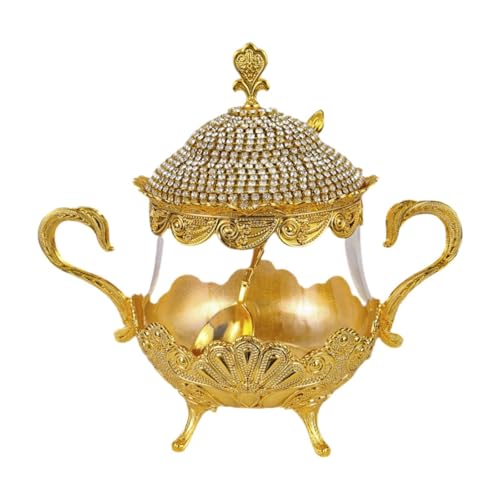 Azucarero Recipiente for condimentos con tapa y cuchara, Almacenamiento de soporte for azúcar, Olla for condimentos for restaurante, cafetería, mesa de casa, vidrio(Glass)