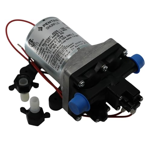 PENTAIR SHURFLO 4028-100-E54 Revolution 12V Water Pump, 2.3 GPM Diaphragm Pump, 50 PSI Automatic Demand, Self Priming 6 Ft, Run Dry Safe, RV Marine Camping Fresh Water Pump, 1/2 Inch NPSM Ports